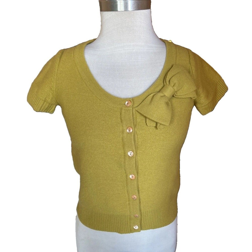 J. Crew Women’s Cashmere Blend Bow & Button Sweater Dainty Quiet Luxury Sz Small